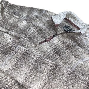 True Grit Men’s Quarter Zip Pull Over Blanket Jacket Size XS Soft Melange Plaid
